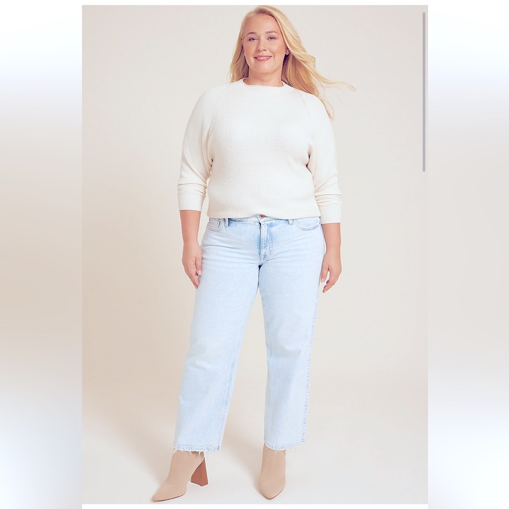 edgely by Maurices rhinestone High‎ Rise Sparkle Relaxed Straight Jean Plus Size